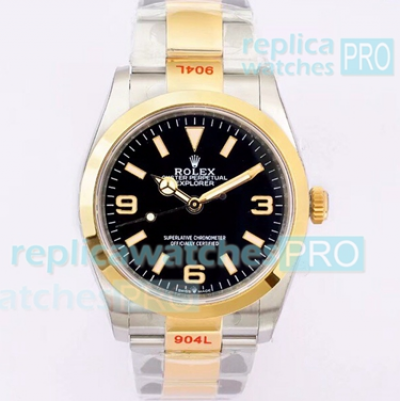 EW Factory Replica Rolex Explorer I 36MM 124273 Watch Black Dial Two Tone Gold